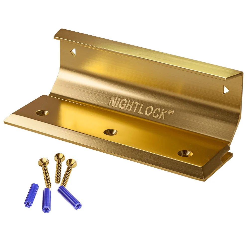 Nightlock Security Lock Door Barricade Bright Brass Finish