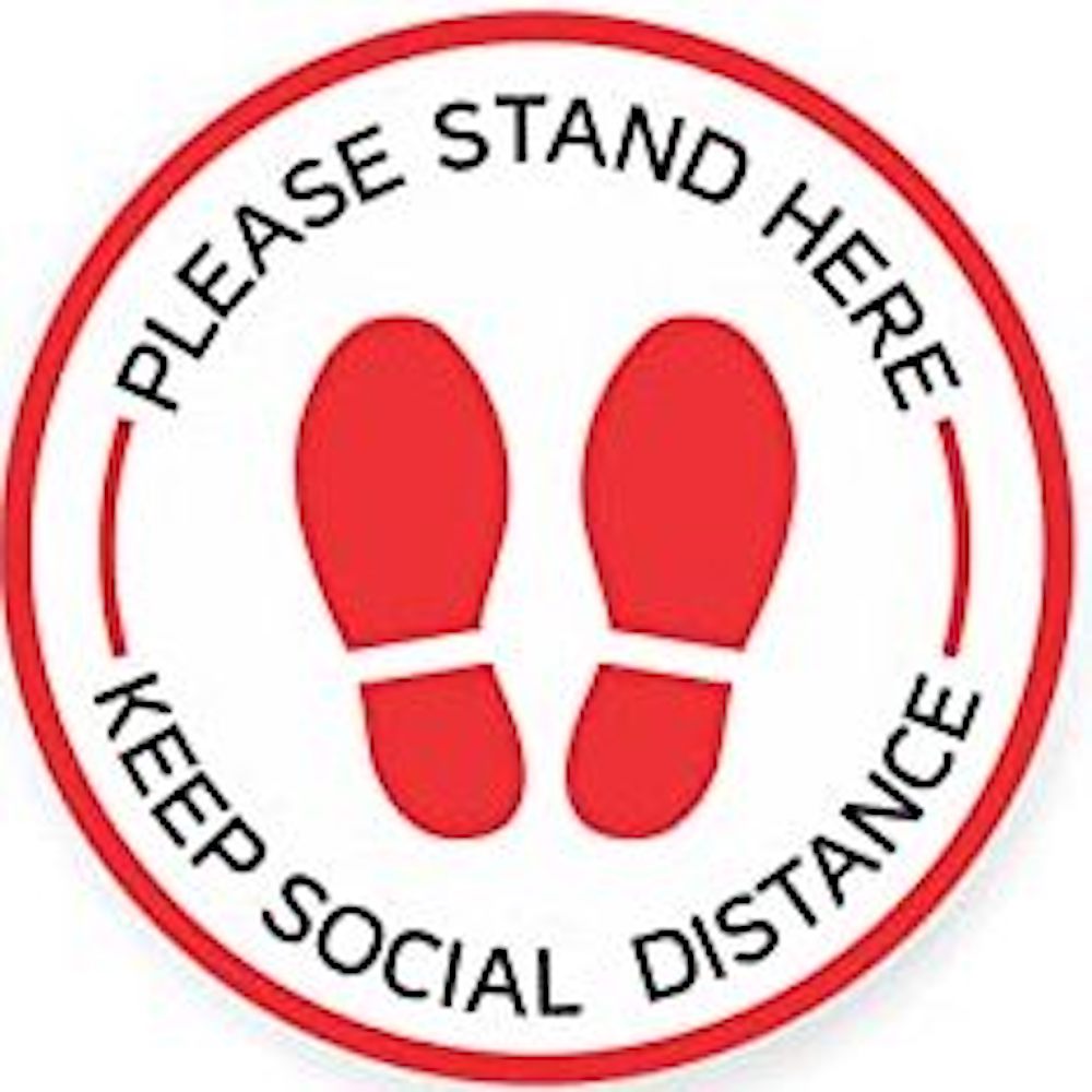 5Pcs Please Stay Here Keep Distance Social Distancing Floor Graphics Stickers 