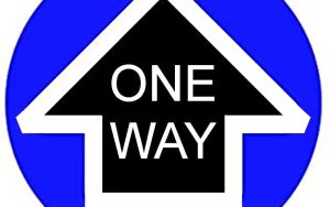 Floor Decal "One Way Arrow" Blue, 12" Round (10 Pack)