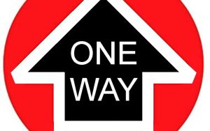 Floor Decal "One Way Arrow" Red, 12" Round (10 Pack)